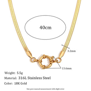 Planet Gates O-shaped Chain E.B.belle Blade Chain Paper Clip Chain O-shaped Chain spring Buckle Pendant Necklace 18K Gold Plated 316L Stainless Steel