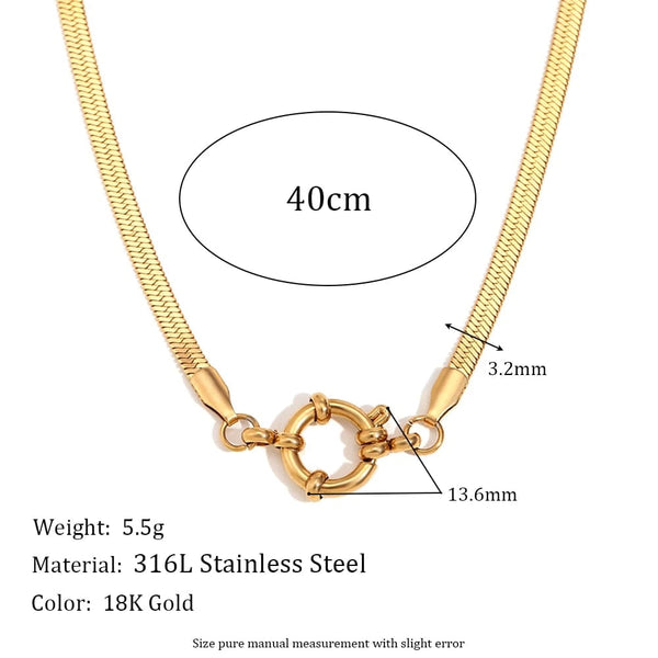 Planet Gates O-shaped Chain E.B.belle Blade Chain Paper Clip Chain O-shaped Chain spring Buckle Pendant Necklace 18K Gold Plated 316L Stainless Steel