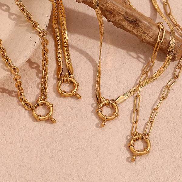 Planet Gates O-shaped Chain E.B.belle Blade Chain Paper Clip Chain O-shaped Chain spring Buckle Pendant Necklace 18K Gold Plated 316L Stainless Steel