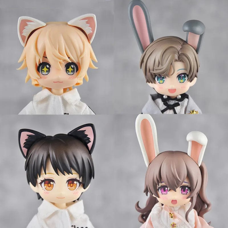 Planet Gates OB11 Doll Magnet black Cat's ears White Rabbit Ears Replacement Head Accessories For Nendoroids, Obitsu 11, Gsc Head, 1/12 Bjd