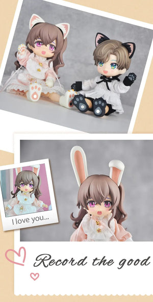 Planet Gates OB11 Doll Magnet black Cat's ears White Rabbit Ears Replacement Head Accessories For Nendoroids, Obitsu 11, Gsc Head, 1/12 Bjd