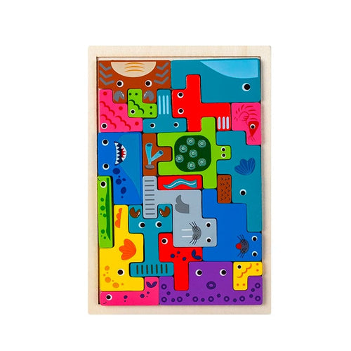 Planet Gates ocean Montessori Animal Characters Transportation wooden puzzle Russian Blocks Cute Animals Puzzle Toys occupation