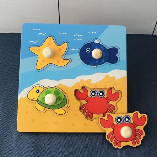 Planet Gates Ocean Montessori Baby Wooden Toys 1 2 3 Years Children Hand Grab Board Puzzle Game Toddler Fine Motor Skills Educational Toys for Kids