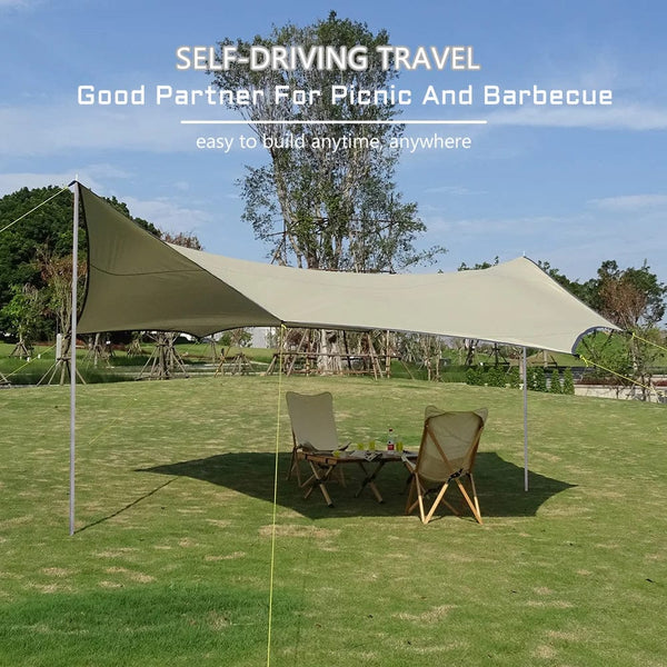 Planet Gates Octagon 5.1x5.1m Large Tarp Waterproof Shade Sail Sun Shelter Camping Awning Tent Sunshade Outdoor Garden Canopy Beach Tourist