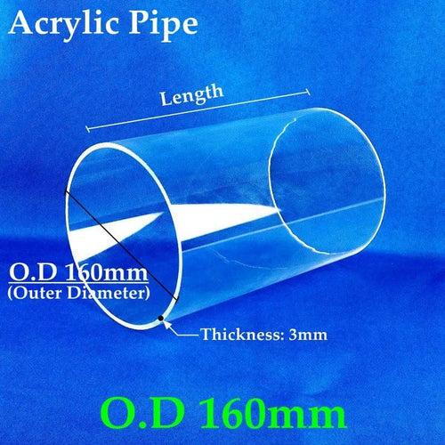 Planet Gates OD160mm / Length 50cm 110~160mm Transparent Clear Plexiglass Pipe Home Decoration Stress Relief MINI Aquarium Fish Tank DIY Accessories Acrylic Pipe