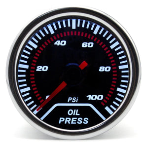 Planet Gates Oil press gauge 2" 52mm Universal 12V LED Smoke Len -1~0~2 BAR Turbo Boost Gauge Meter / Turbo Boost Meter with White LED Backlight For 12V Car