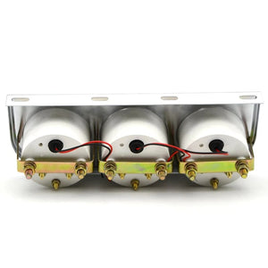 Planet Gates Oil Temp Oil Pressure Volt Gauge 52mm 3 in 1 Triple Gauge Kit Black/Chrome Bezel Black/White Face With Temp&Pressure Sensor