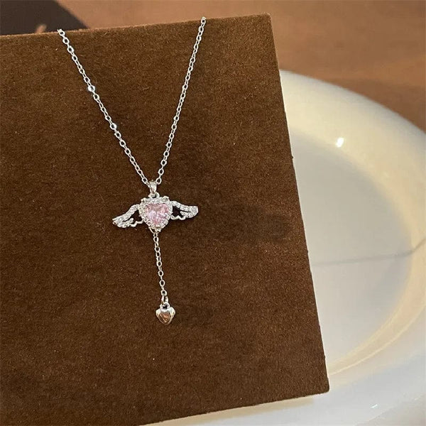 Planet Gates OIMG 316L Stainless Steel Gold Color Cupid Angel's Wings Pendant Necklace For Women Girls Clavicle Chain Party Jewelry Gift