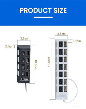 Planet Gates OLAF USB HUB 2.0 4/7 Port Multiple Expander USB 2.0 Hub with Switch Multi USB Splitter Hub Use Power Adapter Computer Accessorie