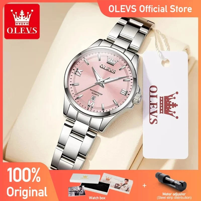 Planet Gates OLEVS 3668 Womens Watch Original Fashion Waterproof Luminous Stainless Steel Quartz Watch  Automatic Date Ladies Watches Box