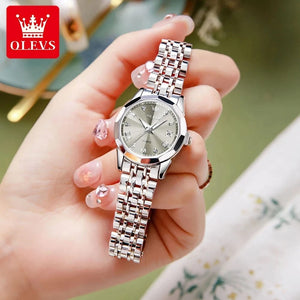 Planet Gates OLEVS Elegant Fashion Women's Watches Luxury Brand Original Quartz Watch for Ladies Waterproof Stainless Steel Luminous Date