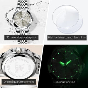 Planet Gates OLEVS Elegant Fashion Women's Watches Luxury Brand Original Quartz Watch for Ladies Waterproof Stainless Steel Luminous Date