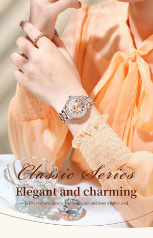 Planet Gates OLEVS Full Diamond Roman Dial Watch Women Luxury Elegant Stainless steel Waterproof High Quality Quartz Women's Watches 9943