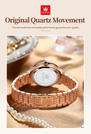 Planet Gates OLEVS Full Diamond Roman Dial Watch Women Luxury Elegant Stainless steel Waterproof High Quality Quartz Women's Watches 9943