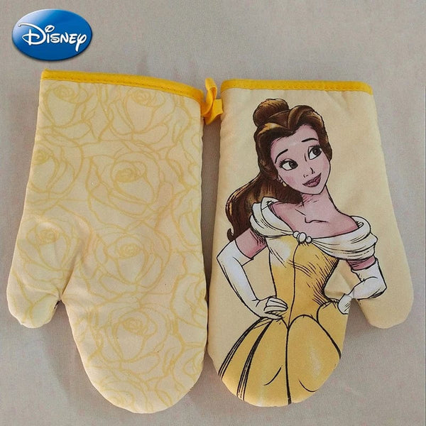 Planet Gates One / 27cm x 16cm Disney Belle Princess Oven Gloves Cartoon Figures Baking Cooking Anti-scald Insulation Glove Kitchen Microwave Oven Accessories