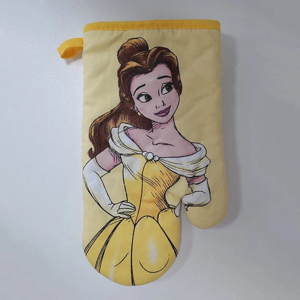 Planet Gates One / 27cm x 16cm Disney Belle Princess Oven Gloves Cartoon Figures Baking Cooking Anti-scald Insulation Glove Kitchen Microwave Oven Accessories