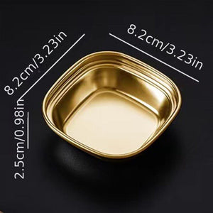 Planet Gates One Grid 1pc/4pcs Serving Plate, Snack Plate, Stainless Steel Sauce Dish, Salt Vinegar Sugar Condiment Dipping Bowl