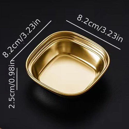 Planet Gates One Grid 1pc/4pcs Serving Plate, Snack Plate, Stainless Steel Sauce Dish, Salt Vinegar Sugar Condiment Dipping Bowl