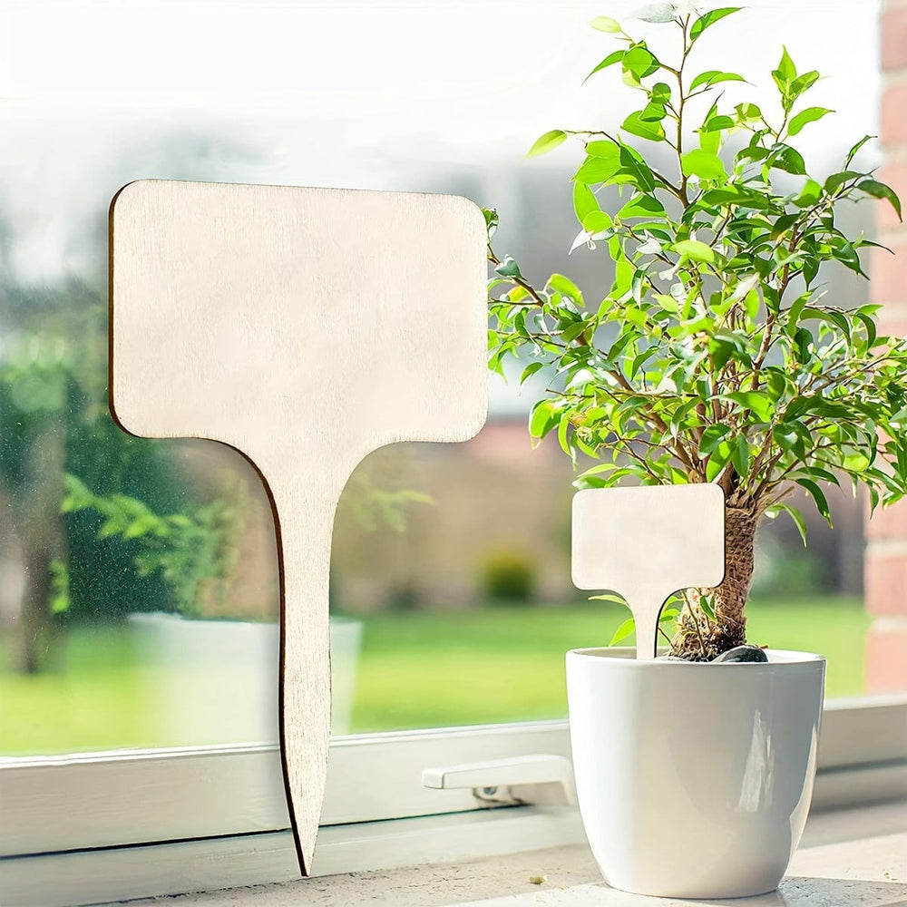 Planet Gates One Size Fits All 20pcs, Bamboo Plant Labels T-Type Wooden Plant Sign Tags Garden Markers For Seed Potted Herbs Flowers Vegetables (6 X 10 Cm)