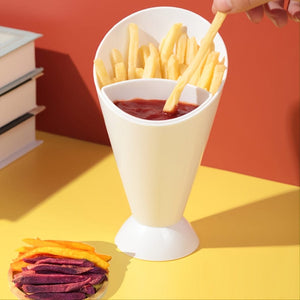 Planet Gates One Size Fits All / White 1PC French Fries Holder, Plastic Potato Chips Cup, Vegetable Salad Cup, Dessert Snack Cup, 16.0cm×8.99cm