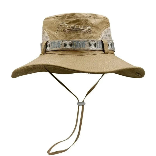 Planet Gates one size / Khaki Summer Men Bucket Hat Outdoor UV Protection Wide Brim Panama Safari Hunting Hiking Hat Mesh Fisherman Hat Beach Sunscreen Cap