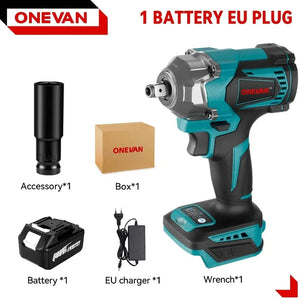 Planet Gates ONEVAN 1200N.M Brushless Electric Impact Wrench 1/2Inch Cordless Electric Screwdriver Wrench Power Tool For Makita 18V Battery