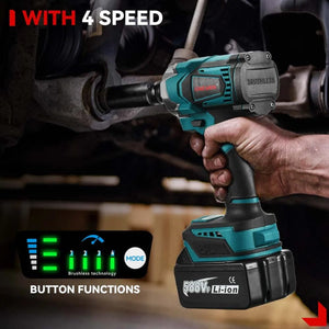 Planet Gates ONEVAN 1200N.M Brushless Electric Impact Wrench 1/2Inch Cordless Electric Screwdriver Wrench Power Tool For Makita 18V Battery