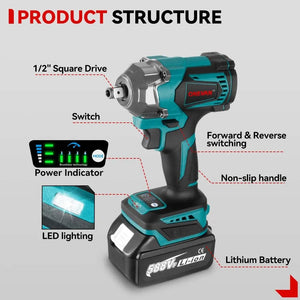 Planet Gates ONEVAN 1200N.M Brushless Electric Impact Wrench 1/2Inch Cordless Electric Screwdriver Wrench Power Tool For Makita 18V Battery