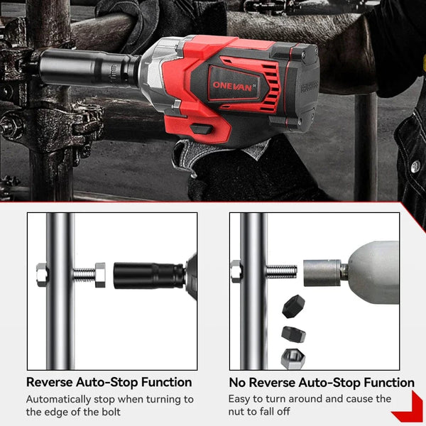 Planet Gates ONEVAN 1200N.M Torque Brushless Electric Impact Wrench 1/2 Inch Cordless Wrench Screwdriver Power Tools For Makita 18V Battery