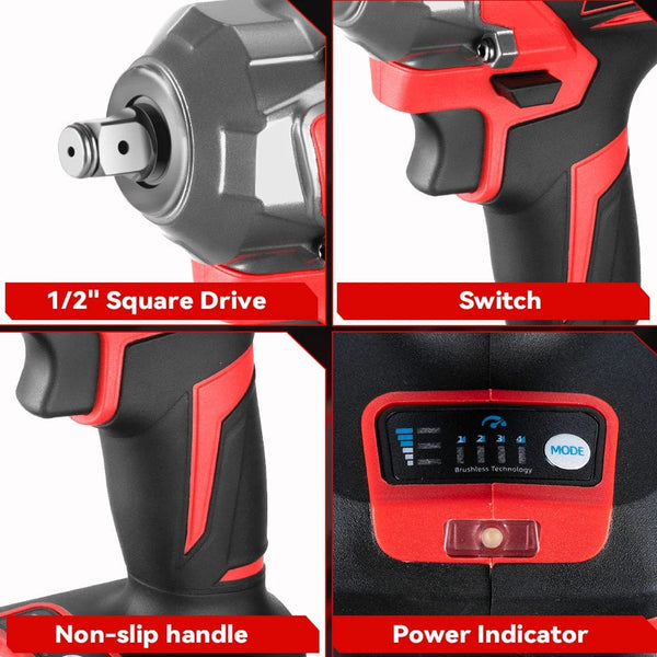 Planet Gates ONEVAN 1200N.M Torque Brushless Electric Impact Wrench 1/2 Inch Cordless Wrench Screwdriver Power Tools For Makita 18V Battery