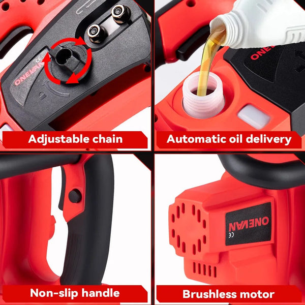 Planet Gates ONEVAN 16 Inch Brushless Electric Chainsaw 7980W Cordless Cutting Saw Woodworking Garden Pruning Power Tool For Makita battery