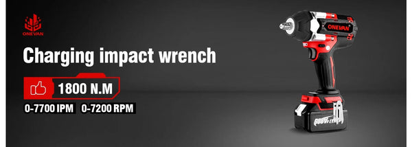 Planet Gates ONEVAN 1800N.M Torque Brushless Electric Impact Wrench 1/2 Inch Lithium-Ion Battery Cordless Power Tool For Makita 18V Battery