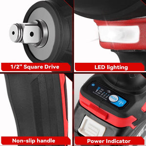 Planet Gates ONEVAN 1800N.M Torque Brushless Electric Impact Wrench 1/2 Inch Lithium-Ion Battery Cordless Power Tool For Makita 18V Battery