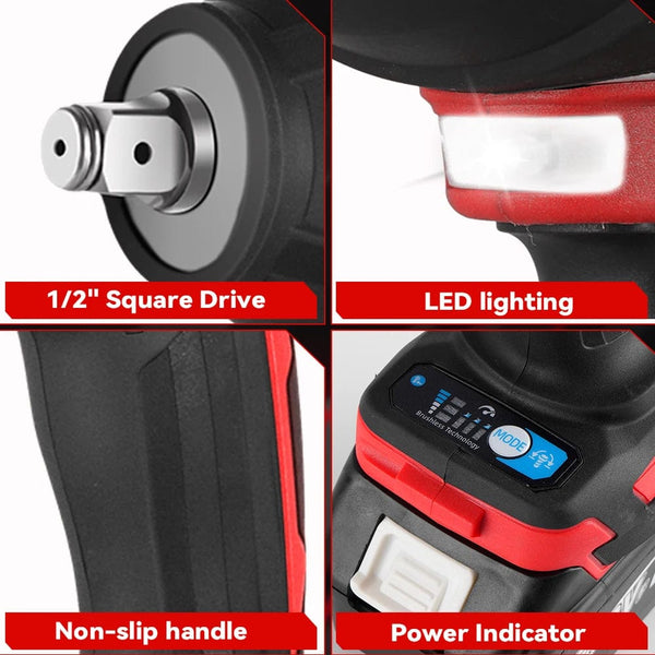 Planet Gates ONEVAN 1800N.M Torque Brushless Electric Impact Wrench 1/2 Inch Lithium-Ion Battery Cordless Power Tool For Makita 18V Battery