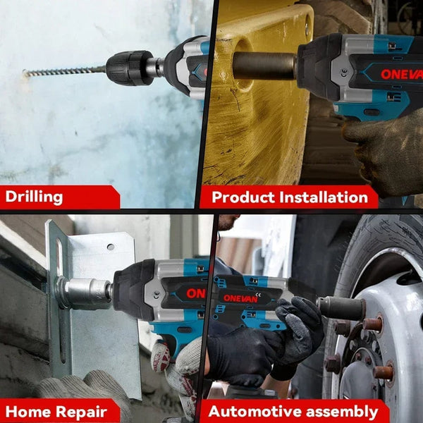 Planet Gates ONEVAN 1800N.M Torque Brushless Electric Impact Wrench 1/2 inch Screwdriver Cordless Wrench Power Tools For Makita 18V Battery