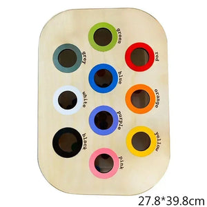 Planet Gates Only Colorful Hole L Children's Sensory Tray Table Color Hairball Game Wooden Tile Montessori Early Education Toys Kids Toys Educational Accessories