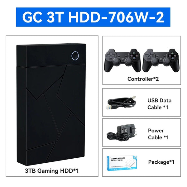 Planet Gates Only GC 3T HDD / us 3TB Portable Gaming HDD LaunchBox/Retrobat/Playnite Retro Game Console with 17300+ AAA/3D/Retro Games for PS4/PS3/PS2/Switch/Wii