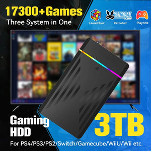 Planet Gates Only GC 3T HDD / us 3TB Portable Gaming HDD LaunchBox/Retrobat/Playnite Retro Game Console with 17300+ AAA/3D/Retro Games for PS4/PS3/PS2/Switch/Wii