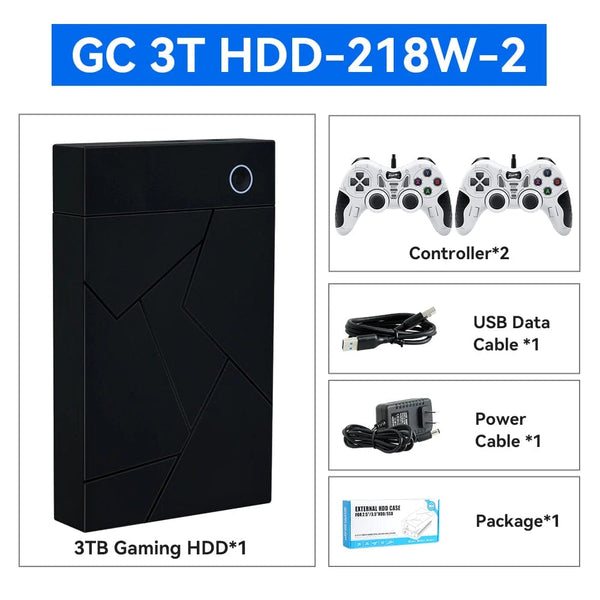 Planet Gates Only GC 3T HDD / us 3TB Portable Gaming HDD LaunchBox/Retrobat/Playnite Retro Game Console with 17300+ AAA/3D/Retro Games for PS4/PS3/PS2/Switch/Wii