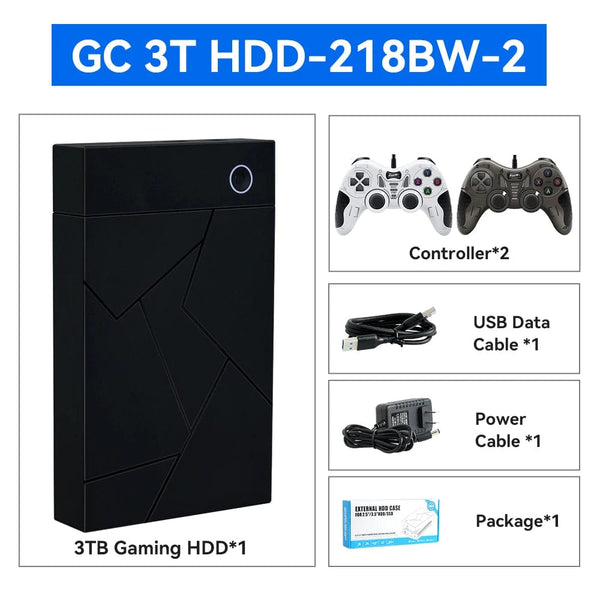 Planet Gates Only GC 3T HDD / us 3TB Portable Gaming HDD LaunchBox/Retrobat/Playnite Retro Game Console with 17300+ AAA/3D/Retro Games for PS4/PS3/PS2/Switch/Wii
