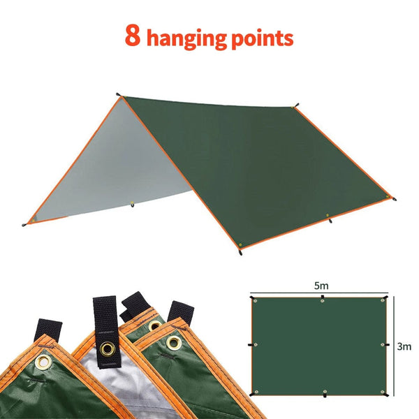 Planet Gates Only Tent 5x3m 3m/5m Waterproof Tarp Tent Shade Ultralight Garden Canopy Sunshade Outdoor Camping Awning Beach Sun Shelter with Nail Wind Rope