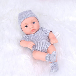 Planet Gates open-stripedGR 20CM Reborn Baby Doll Toddler Real Soft Touch Mini Soft and Full Body Silicone Reborn Toddler Doll lifelike Newborn Doll Toys