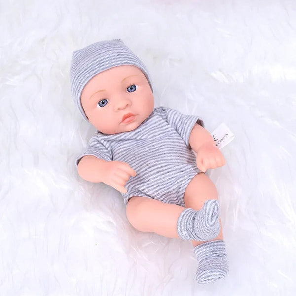 Planet Gates open-stripedGR 20CM Reborn Baby Doll Toddler Real Soft Touch Mini Soft and Full Body Silicone Reborn Toddler Doll lifelike Newborn Doll Toys