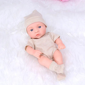 Planet Gates open-stripedKH 20CM Reborn Baby Doll Toddler Real Soft Touch Mini Soft and Full Body Silicone Reborn Toddler Doll lifelike Newborn Doll Toys