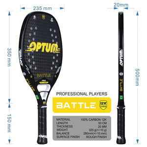 Planet Gates OPTUM BATTLE 12K Carbon Fiber Rough Surface Beach Tennis Racket With Cover Bag