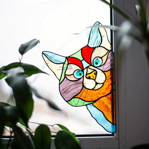 Planet Gates Orange 05 / 21.84*13.97cm 1pc Cat Peeking Glass Window Sticker, Self-adhesive Thickened Waterproof And Moisture-proof Window Film For Glass, Ceramic Tiles Home Decor