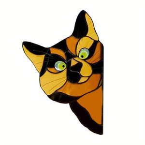 Planet Gates Orange 07 / 21.84*13.97cm 1pc Cat Peeking Glass Window Sticker, Self-adhesive Thickened Waterproof And Moisture-proof Window Film For Glass, Ceramic Tiles Home Decor