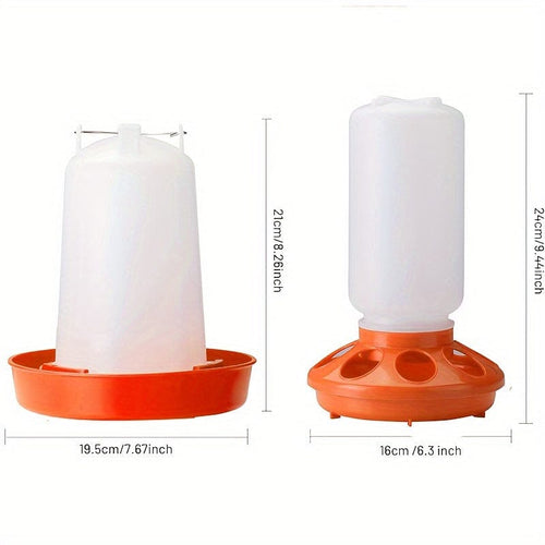Planet Gates Orange 1 Pack, Chicken Feeder And Waterer Kit, 1L Chick Feeder And 1.5L Chick Waterer Chicken Feeder And Hanging Chicken Waterer Duck Feeder, Quail Feeder, Starter Kit Baby Chicken Feeder And Waterer Set