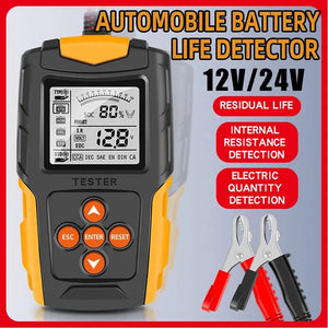 Planet Gates Orange 12V/24V Automotive Battery Tester Digital Display Parameters Automotive Battery Internal Resistance Tester 1 PC