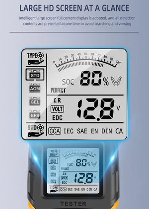 Planet Gates Orange 12V/24V Automotive Battery Tester Digital Display Parameters Automotive Battery Internal Resistance Tester 1 PC